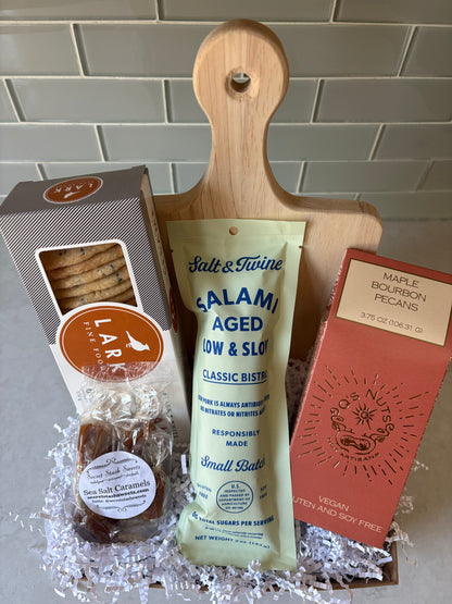 Just Add Cheese Charcuterie Gift Basket - Local MA Snacks & Board