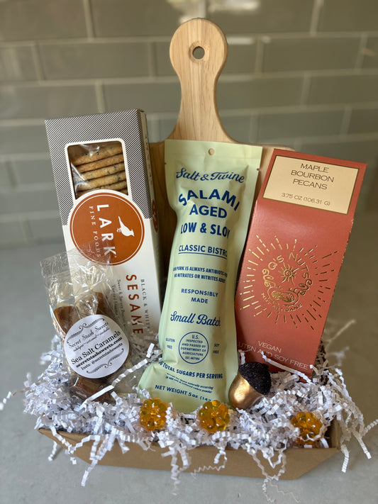 Just Add Cheese Charcuterie Gift Basket - Local MA Snacks & Board